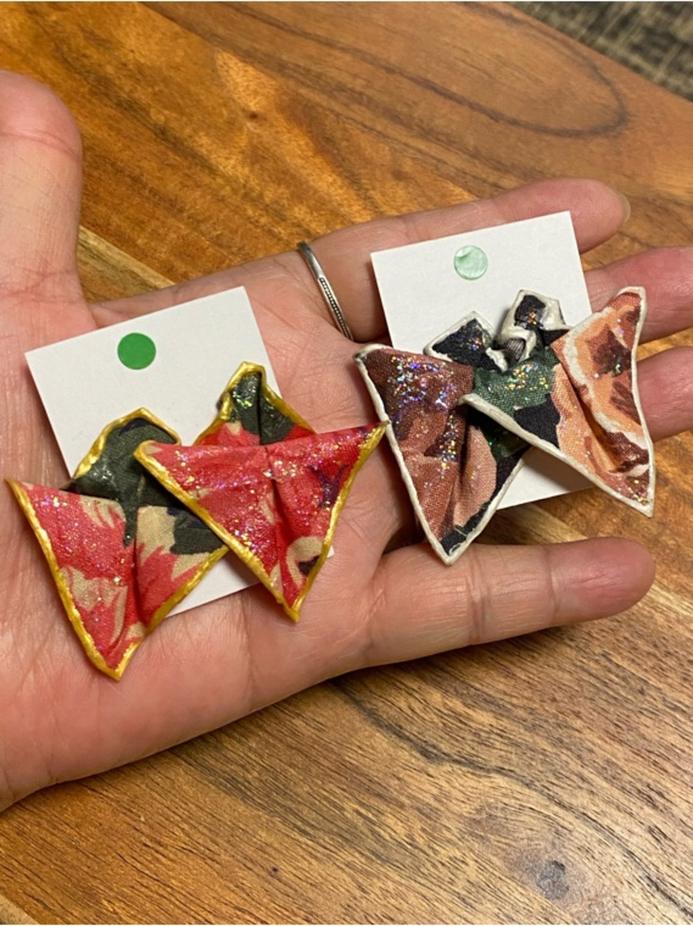 Sculpted fabric art earrings 2 pairs